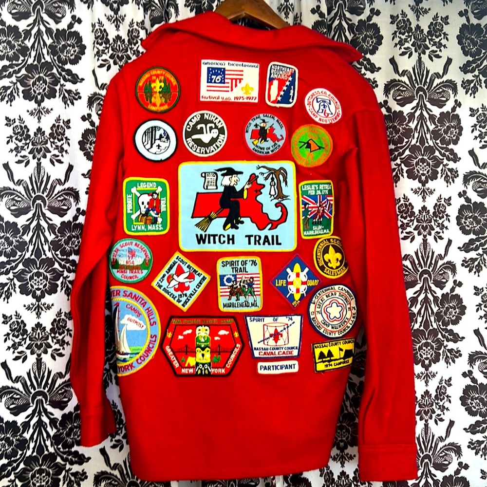 Vintage 1970's Official Boy Scouts Of America Red Wool Jacket Eagle Scout Patch